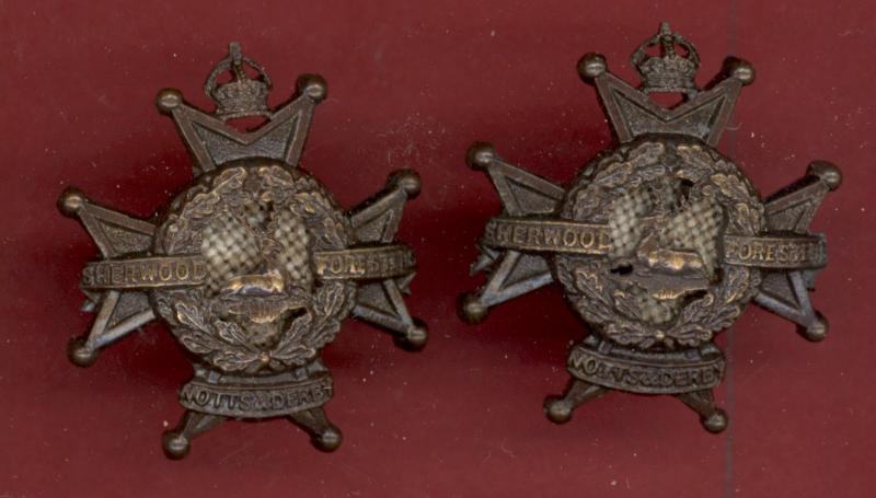 The Sherwood Foresters Notts & Derby Regiment Officers OSD collar badges