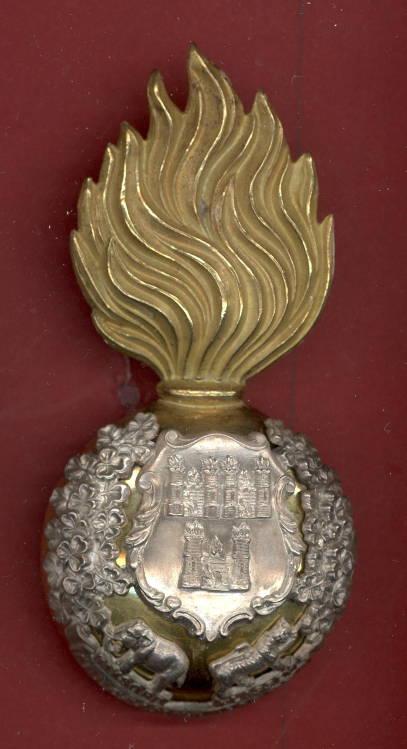 Irish Royal Dublin Fusiliers Victorian Officer’s fur cap grenade.