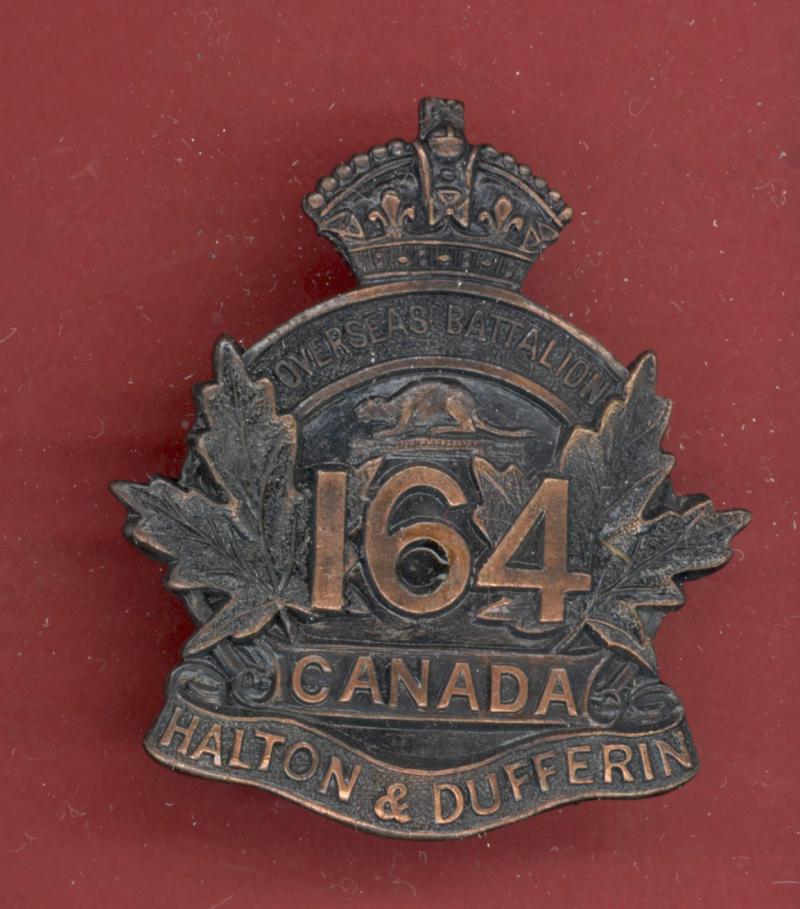 Canadian 164th Milton, Ontario Bn. WW1 CEF cap badge