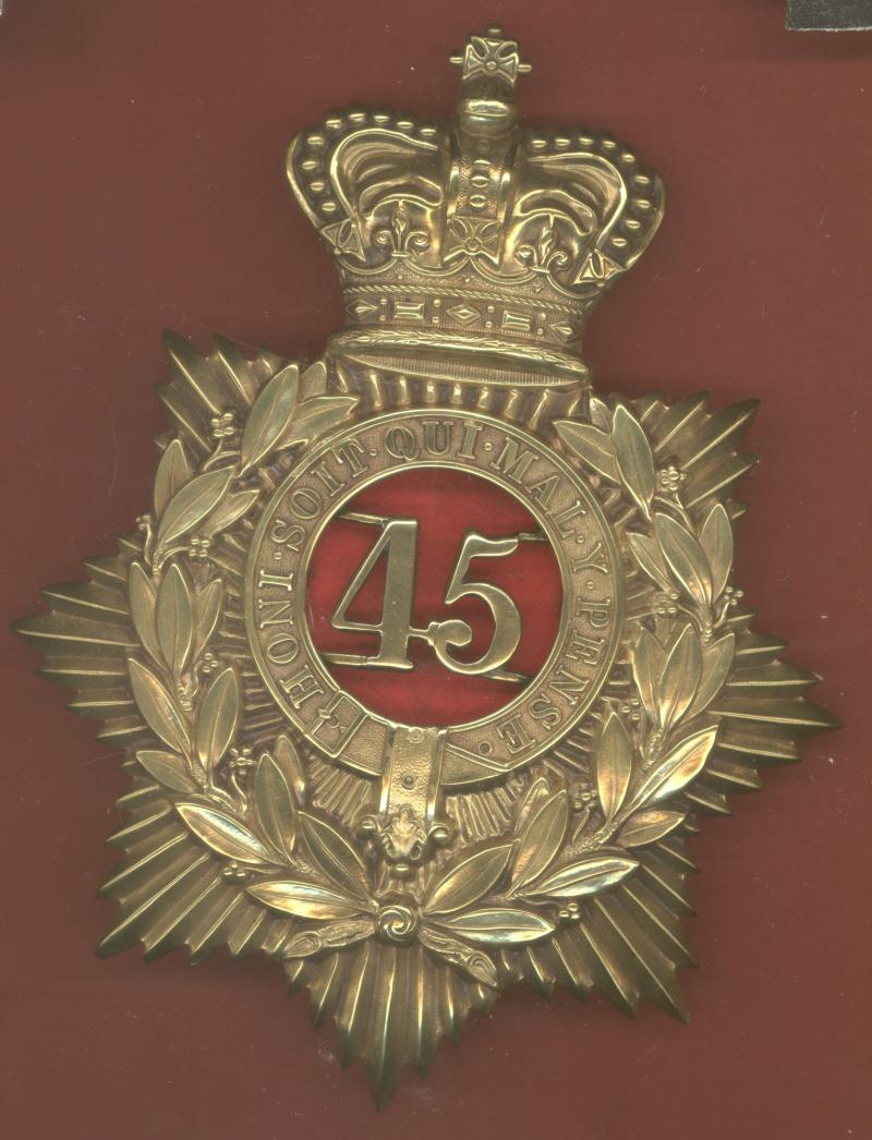 45th Nottinghamshire Regiment of Foot Victorian OR's helmet plate