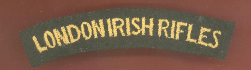 LONDON IRISH RIFLES cloth shoulder title