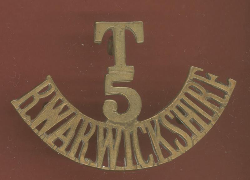 T / 5 / R.WARWICKSHIRE WW1 shoulder title