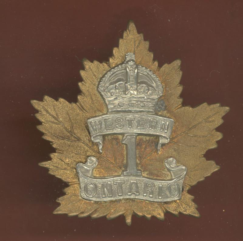 Canadian 1st  Western Ontario Bn. WW1 CEF cap badge