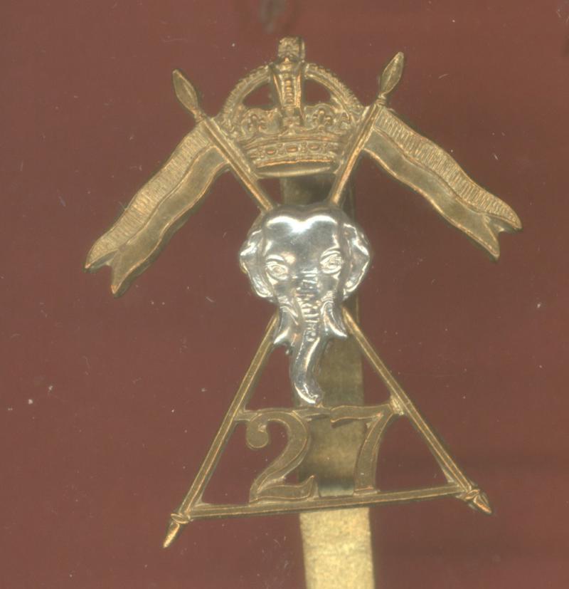 27th Lancers WW2 OR's cap badge