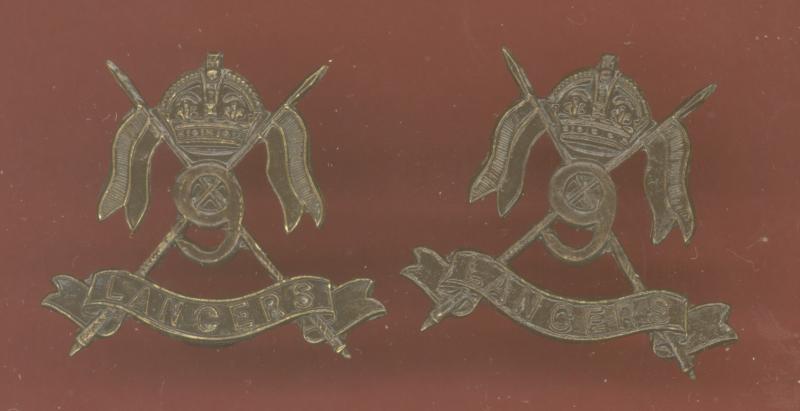 9th Queen's Royal Lancers Officer's OSD collar badges