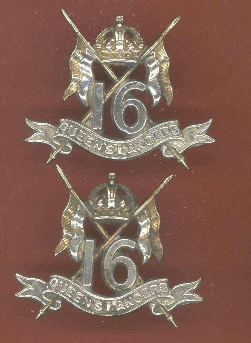 16th Queen's Lancers Edwardian collar badges