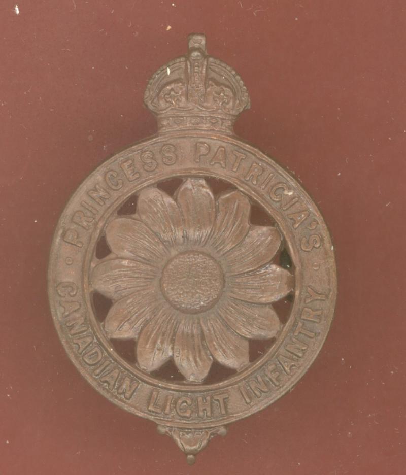 Princess Patricia's Canadian Light Infantry WW1 cap badge