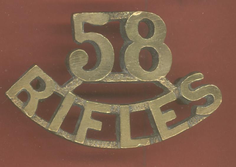 Indian Army 58th Vaughan's Rifles WW1 shoulder title