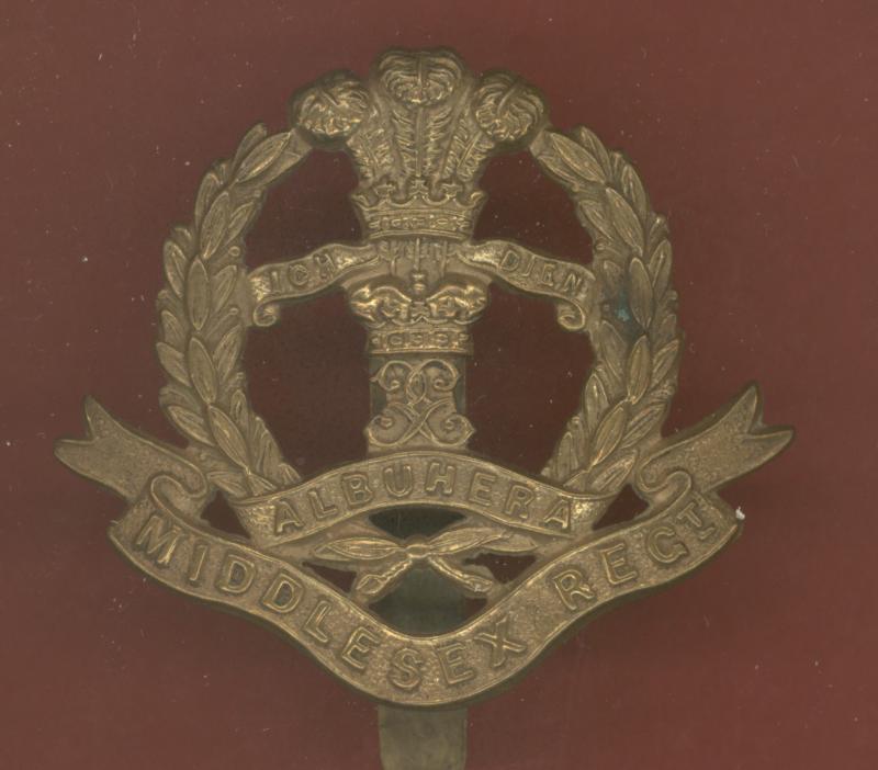 Middlesex Regiment WW1 brass economy cap badge