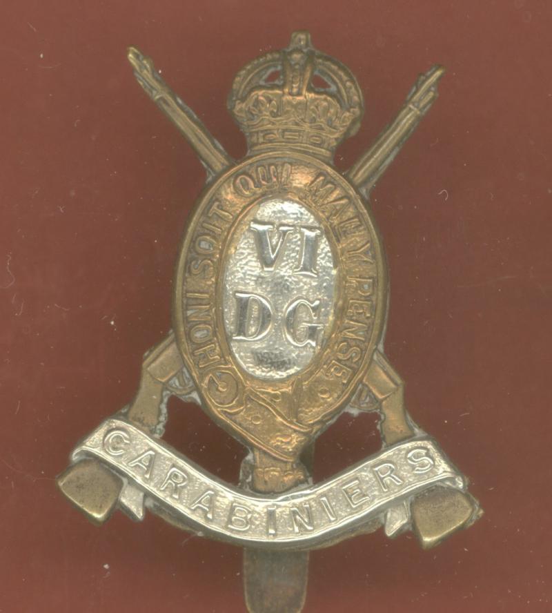 6th Dragoon Guards Carabiniers WW1 OR's cap badge