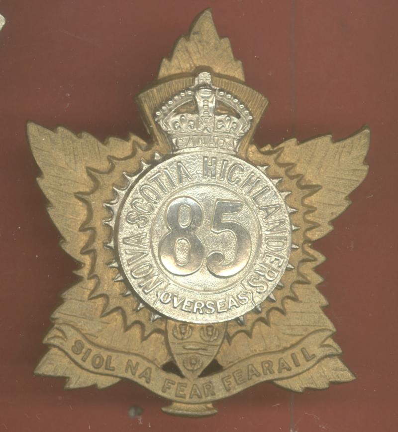 Canadian 85th Nova Scotia Highlanders  Bn. WW1 CEF Officers cap badge