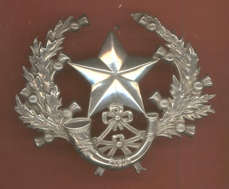 Cameronians Scottish Rifles WW1 Officer's silver glengarry badge