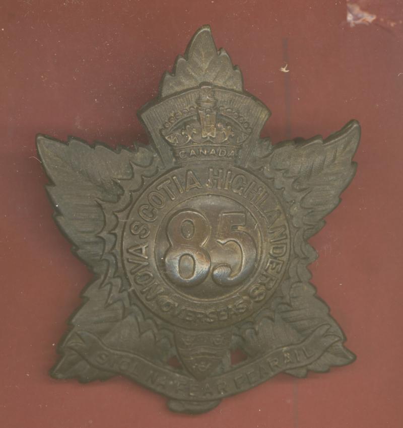 Canadian 85th Nova Scotia Highlanders Bn. WW1 CEF Officers cap badge