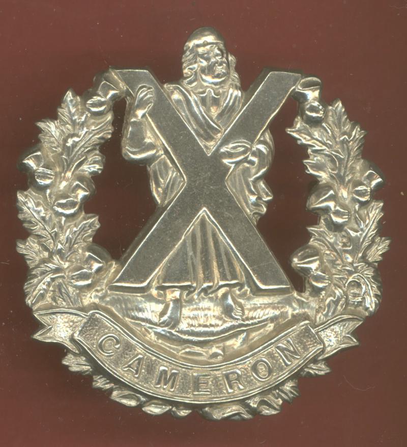 Scottish Q.O. Cameron Highlanders WW1 glengarry badge