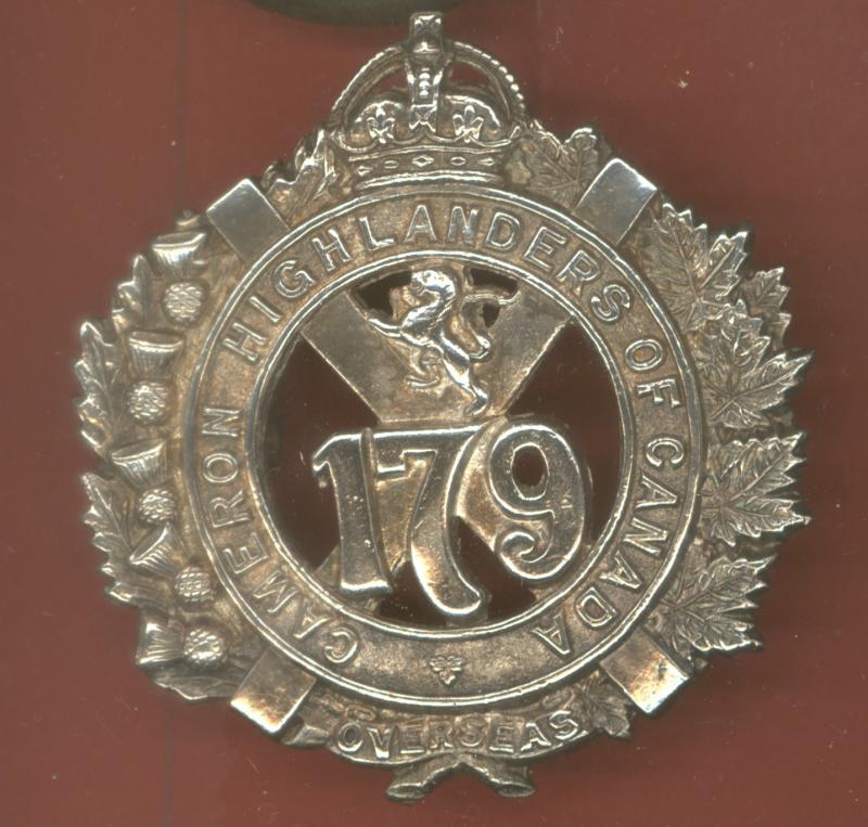 Canadian 179th Cameron Highlanders of Canada Bn. WW1 CEF Officer's  glengarry badge