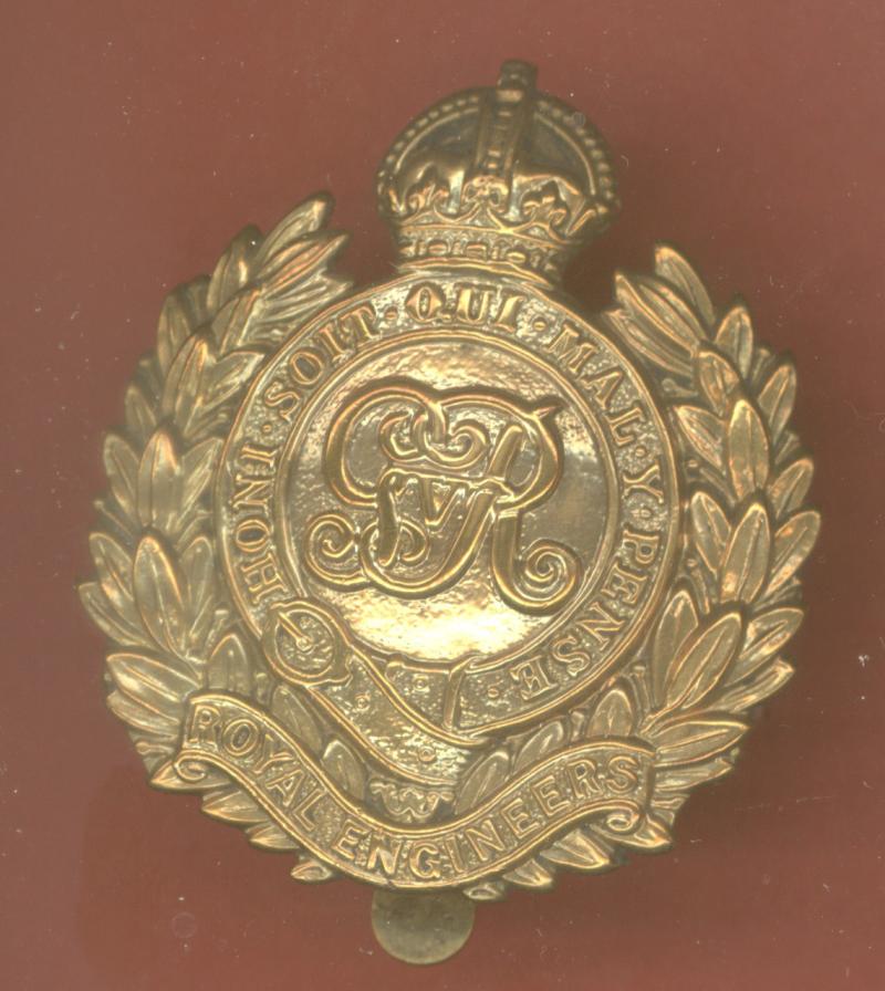 Royal Engineers WW1 brass economy cap badge