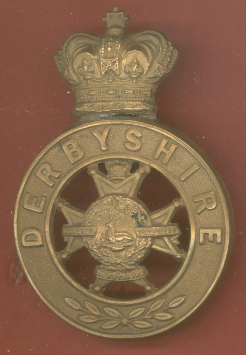 Derbyshire Regiment Victorian OR’s brass pagri / glengarry badge