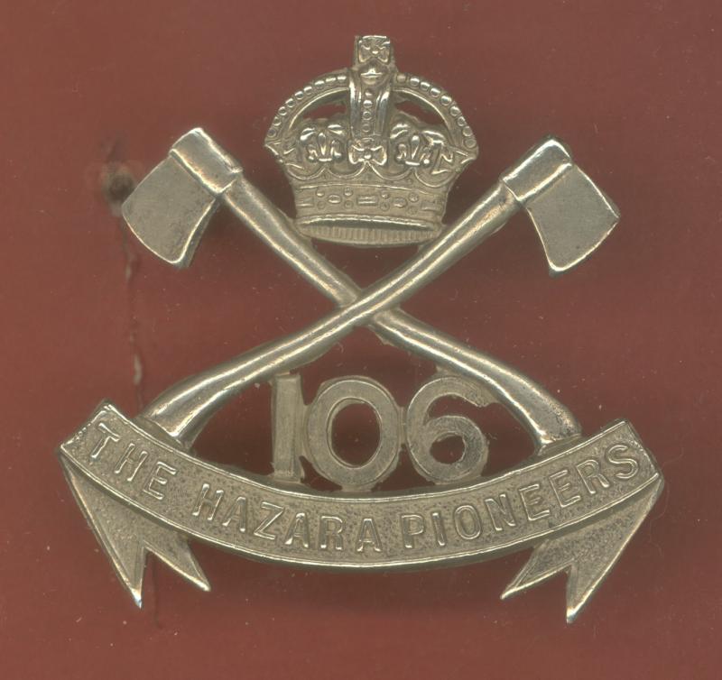 Indian Army. 106th Hazara Pioneers WW1 capbadge