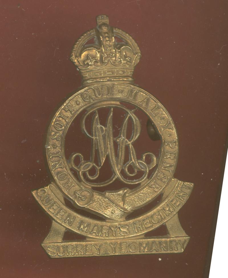 QMR Surrey Yeomanry WW1 OR's cap badge