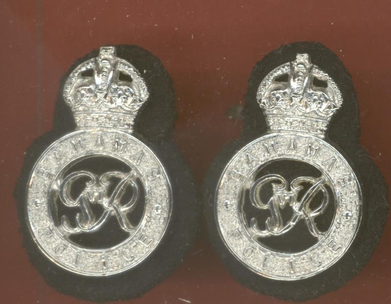 British Colonial Bahamas Police GVIR collar badges