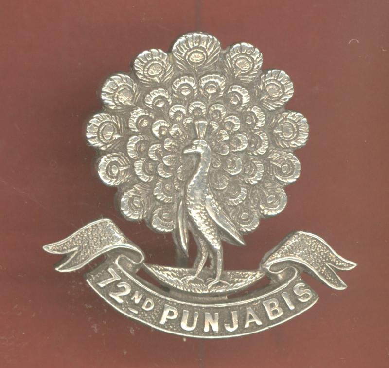 Indian Army. 72nd Punjabis Officer's  HM silver pagri badge
