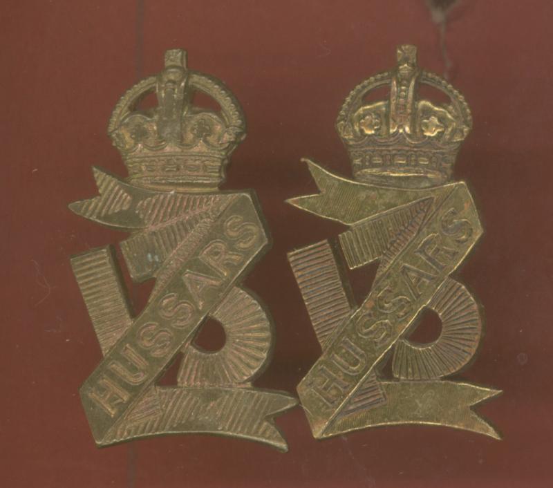 13th Hussars WW1 OR's collar badges