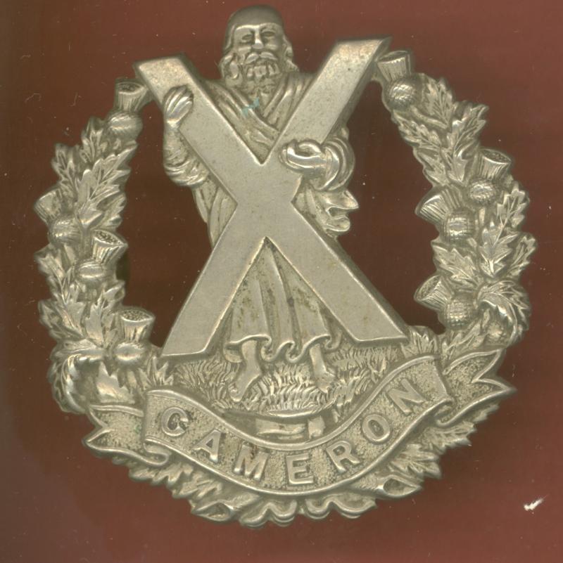 Scottish Q.O. Cameron Highlanders WW1 glengarry badge