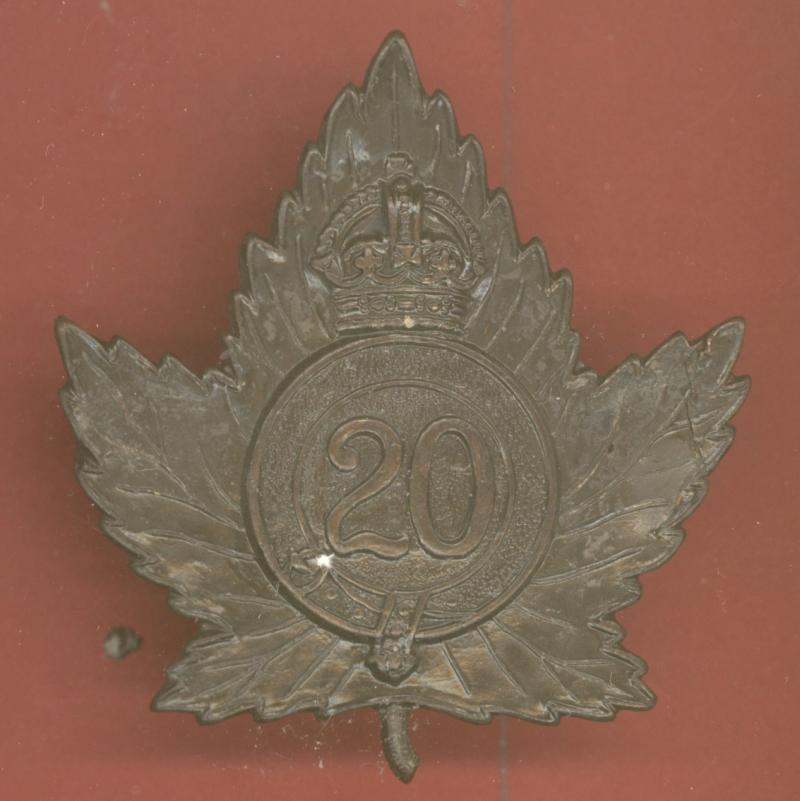 Canadian 20th 1st Central Ontario Bn. WW1 CEF cap badge