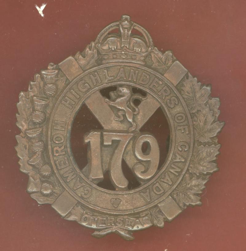 Canadian 179th Cameron Highlanders of Canada Bn. WW1 CEF Officer's OSD glengarry badge