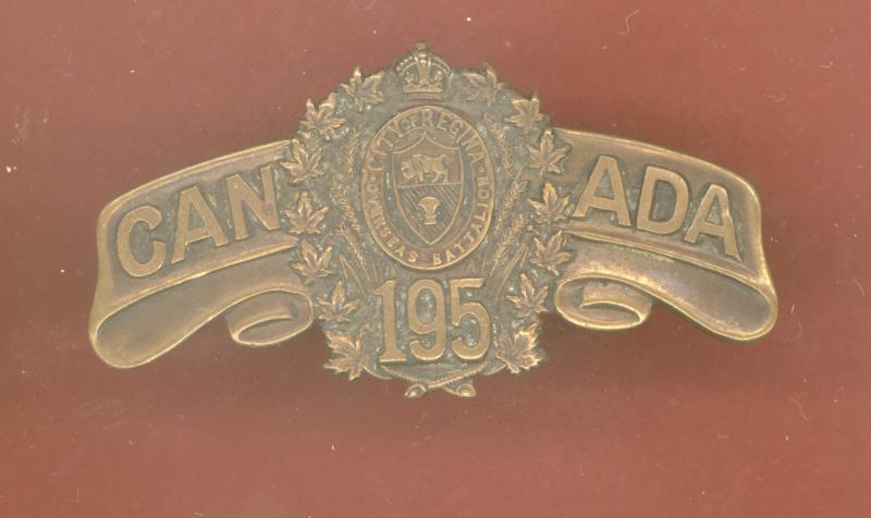 Canadian 195th Regina Battalion WW1 CEF shoulder title