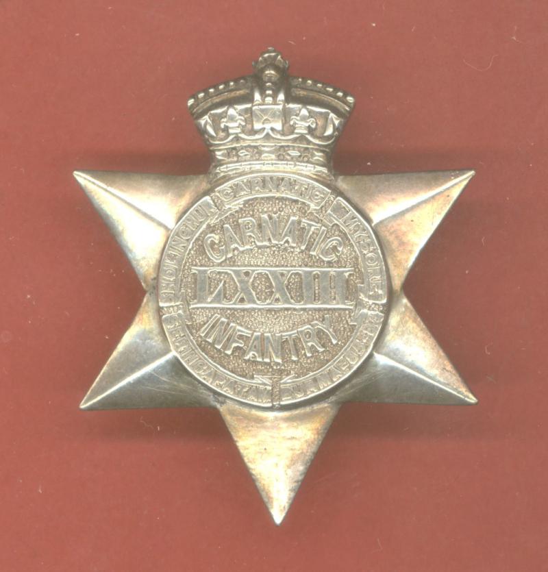 Indian Army 73rd Carnatic Infantry WW1 Officers badge