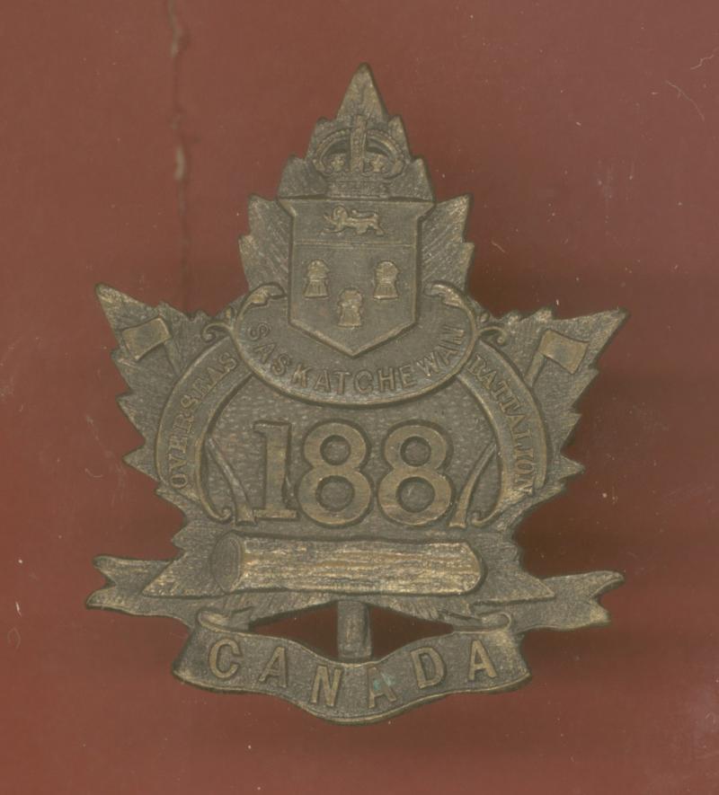 Canadian 188th Prince Albert Saskatchewan Bn. WW1 CEF cap badge