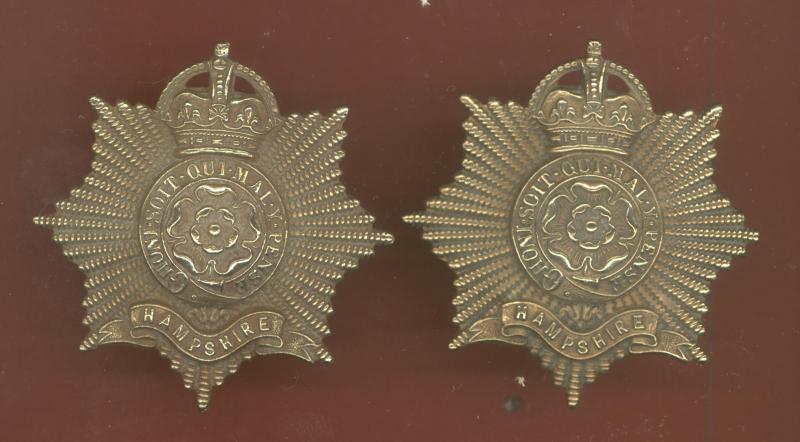 The Hampshire Regiment Officer's KD collar badges