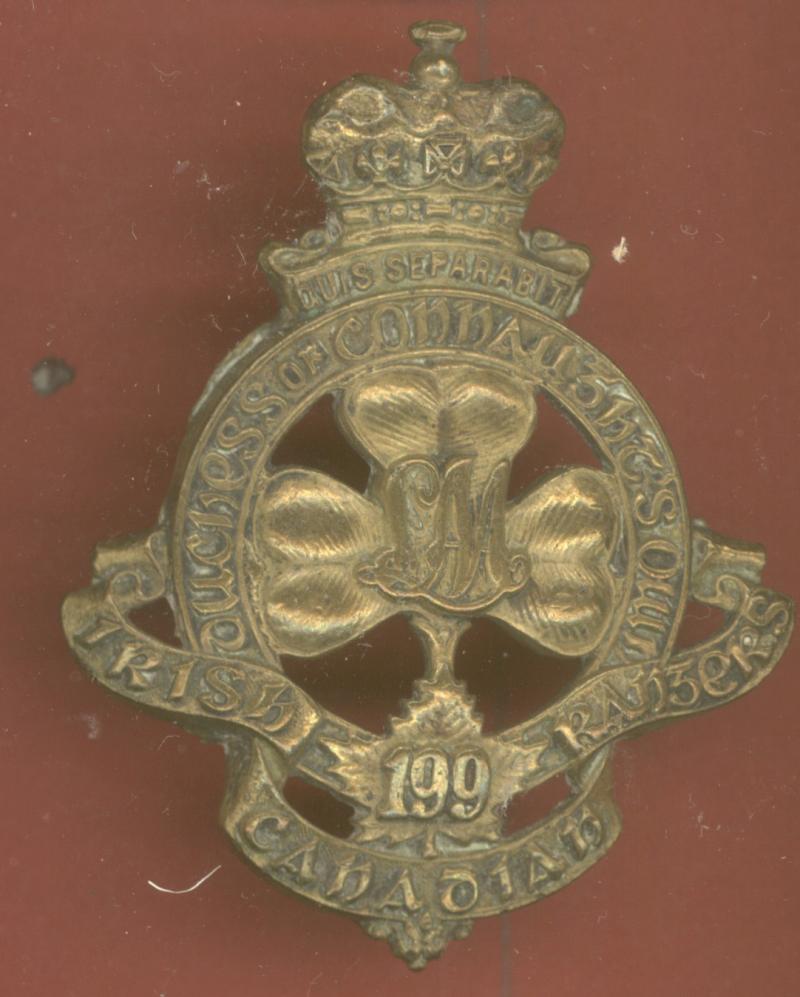 Canadian 199th Irish Canadian Rangers Bn. WW1 CEF cap badge