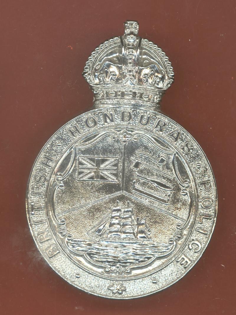 British Colonial British Honduras Police helmet plate