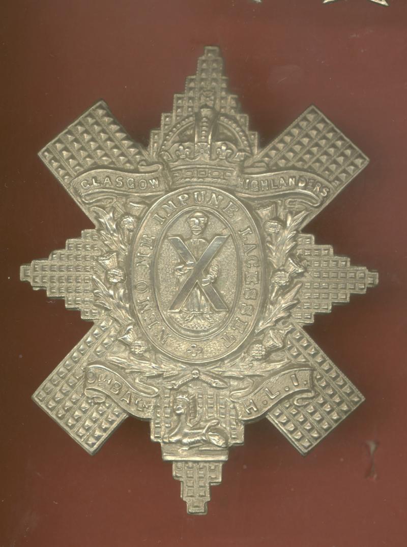 Scottish WW1 Glasgow Highlanders 9th Bn.HLI OR's glengarry badge