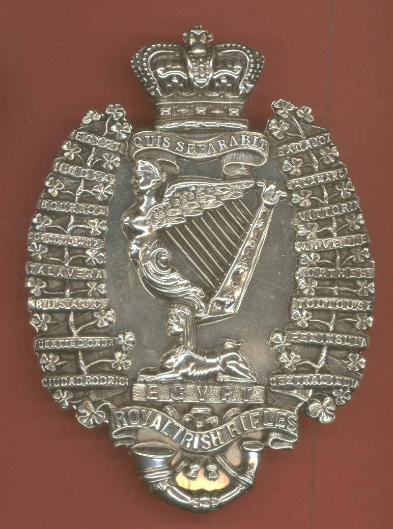 Royal Irish Rifles Victorian Officer's HM silver pouch belt plate