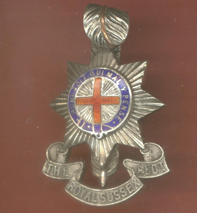 Royal Sussex Regiment Officer's silver cap badge