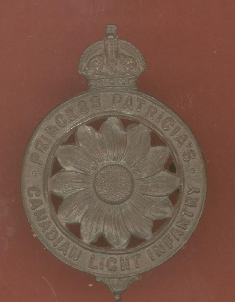 Princess Patricia's Canadian Light Infantry WW1 cap badge