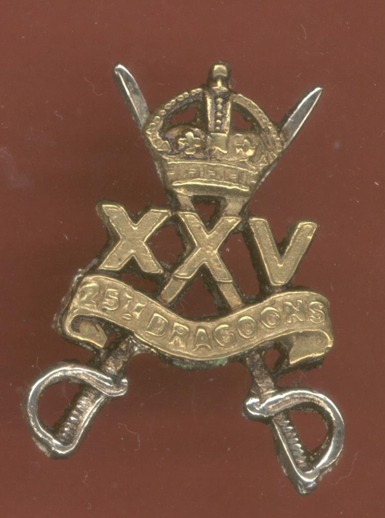 25th Dragoons WW2 War raised Officer's badge