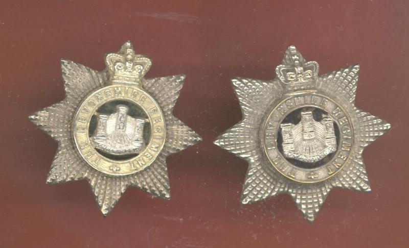 The Devonshire Regiment Victorian Officer's collar badges