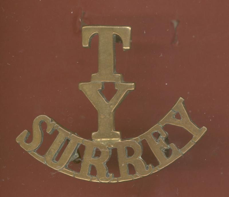 T / Y / SURREY Q.M.R. Surrey Yeomanry WW1 shoulder title