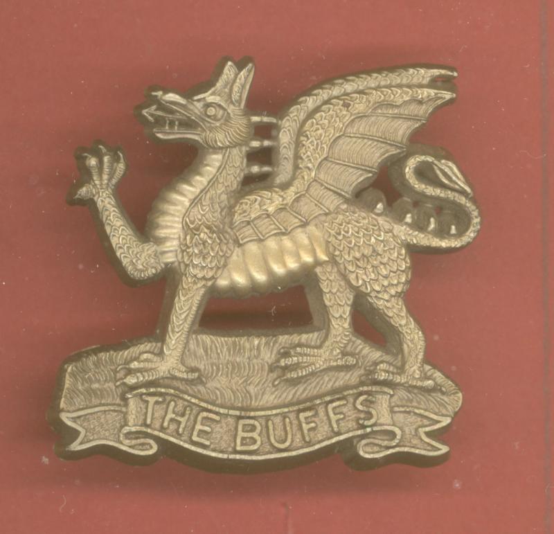 The Buffs Royal East Kent Regiment WW2 plastic economy cap badge