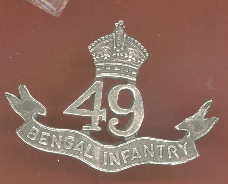 Indian Army 49th Bengal Infantry WW1 Officer's cap badge