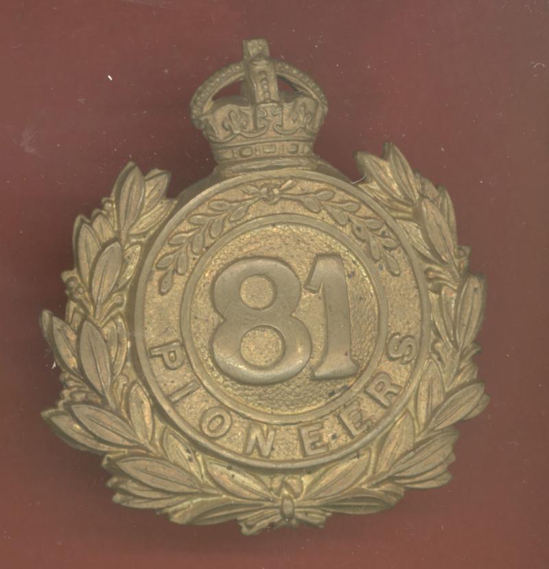 Indian Army. 81st Pioneers WW1 capbadge