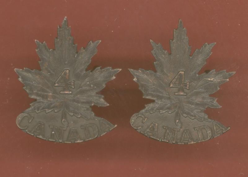 Canadian 4th Central Ontario Bn. WW1 CEF Officer's OSD collar badgesbadge