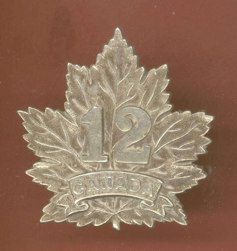 Canadian 12th Maritimes Bn WW1 CEF Officer's cap badge