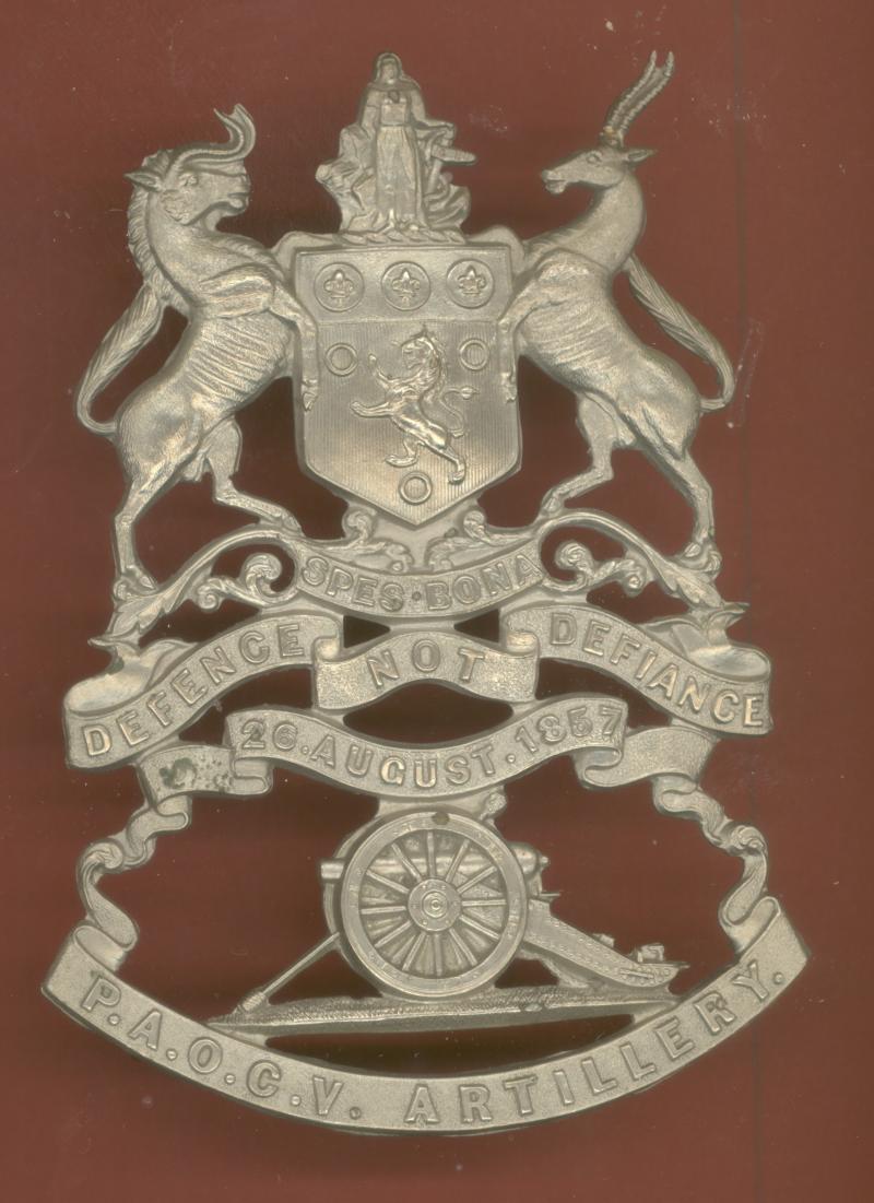 South African P.A.O.C.V. Artillery Victorian helmet plate