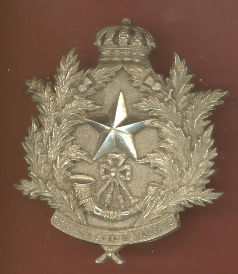 Cameronians Scottish Rifles Victorian Officer silver shoulder belt plate