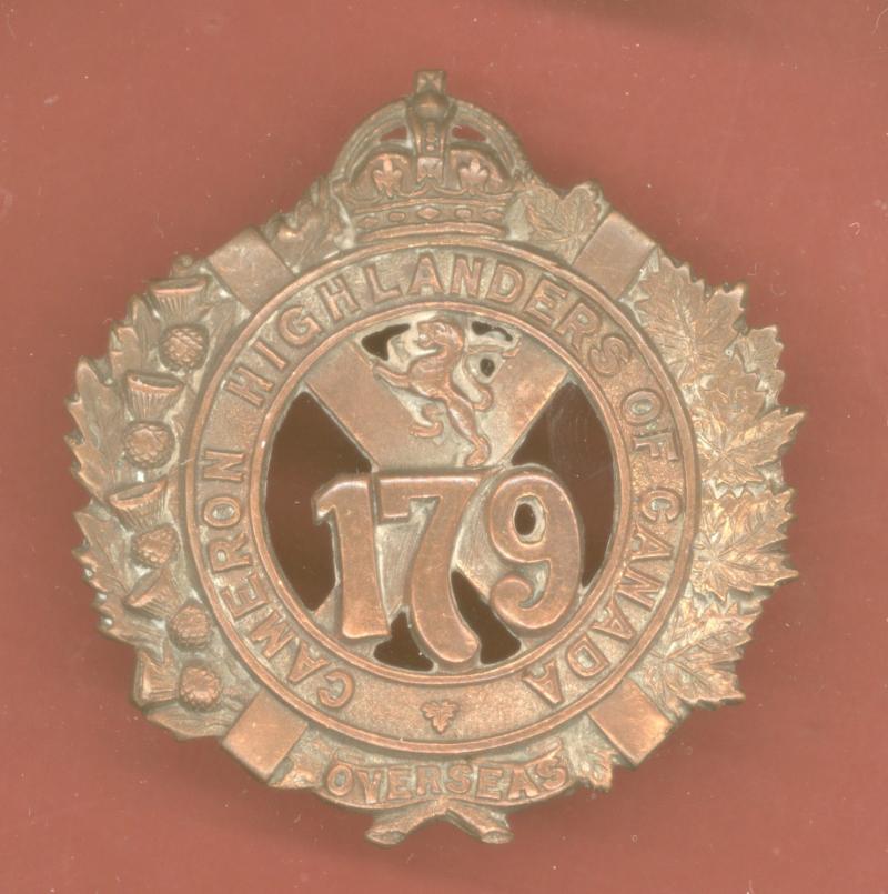 Canadian 179th Cameron Highlanders of Canada Bn. WW1 CEF Officer's OSD glengarry badge
